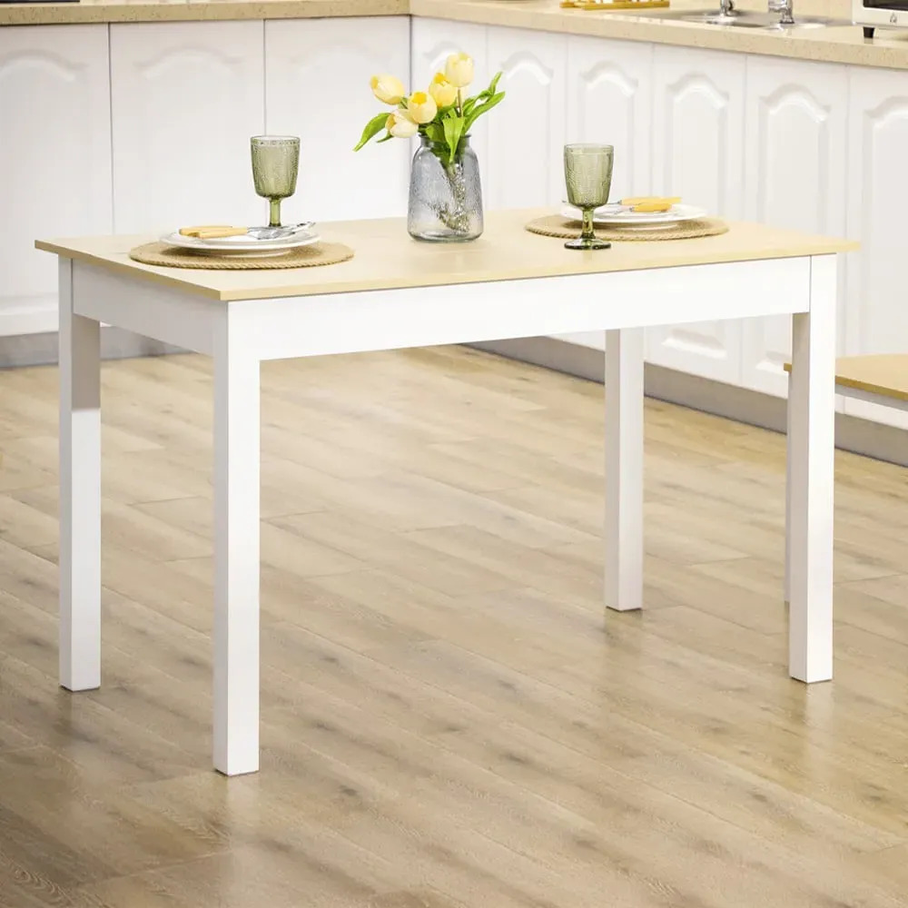 6 Seater Dining Table with Thick Legs - Oak Wood Grain