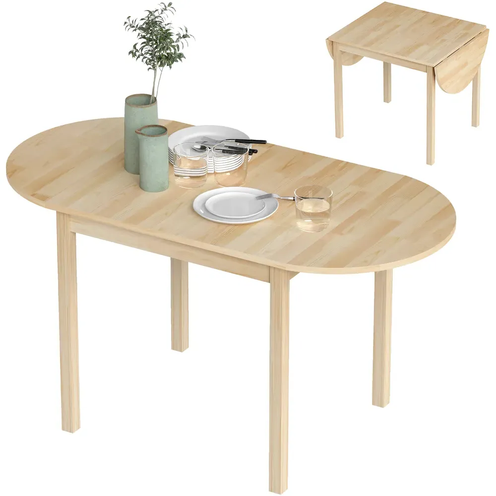 6-Seater Drop Leaf Dining Table - Natural, Pine