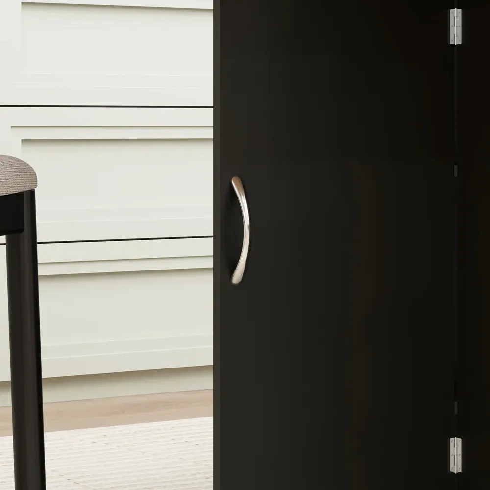 6 Seater Drop Leaf Dining Table with Open Shelf - Black