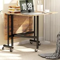 6-Seater Drop Leaf Mobile Dining Table - Brown