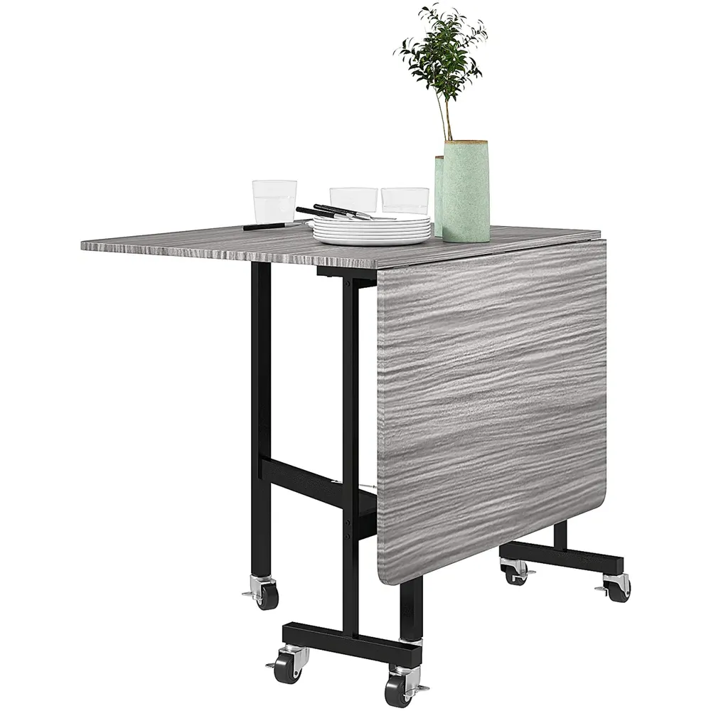 6-Seater Drop Leaf Mobile Dining Table - Grey