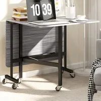 6-Seater Drop Leaf Mobile Dining Table - Grey