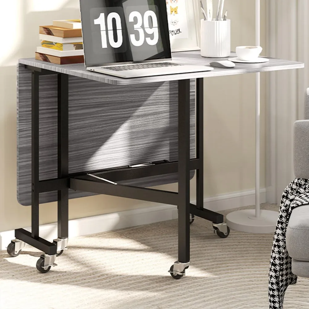 6-Seater Drop Leaf Mobile Dining Table - Grey