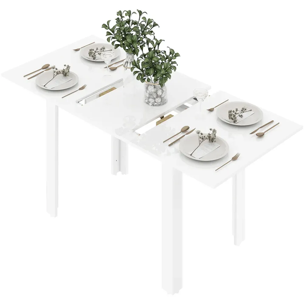 6-Seater Extendable Dining Table - White, High Gloss