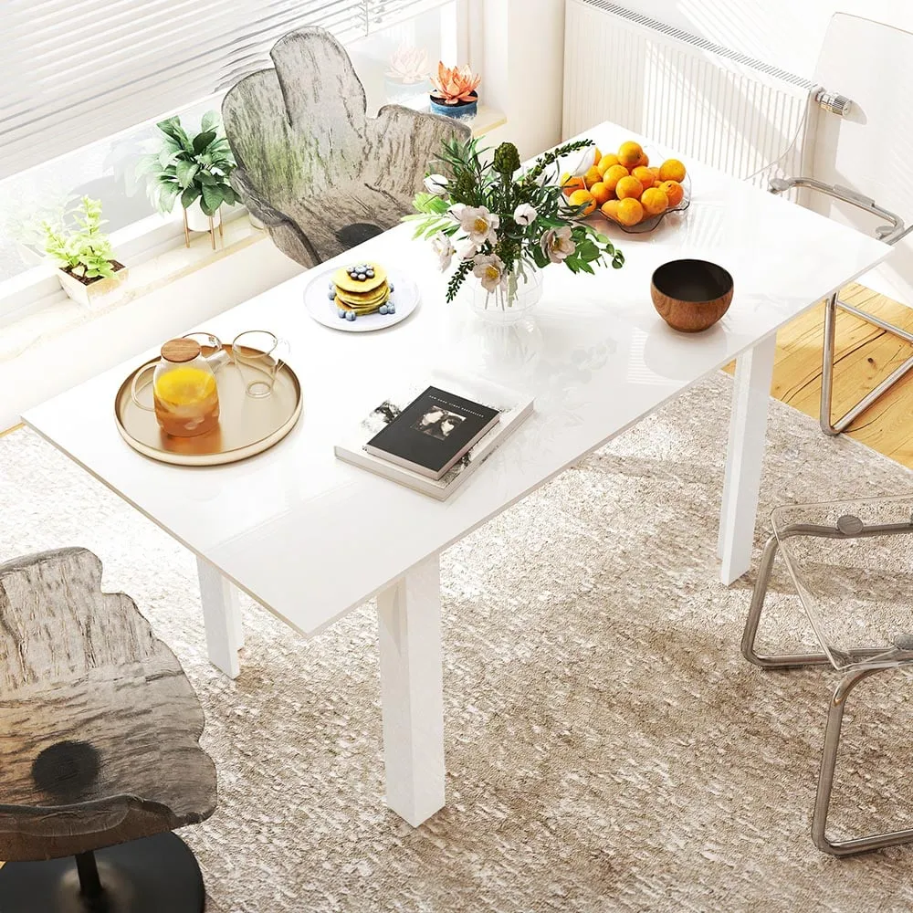 6-Seater Extendable Dining Table - White, High Gloss image