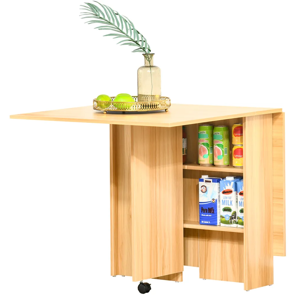 6-Seater Foldable Dining Table with Storage - Yellow