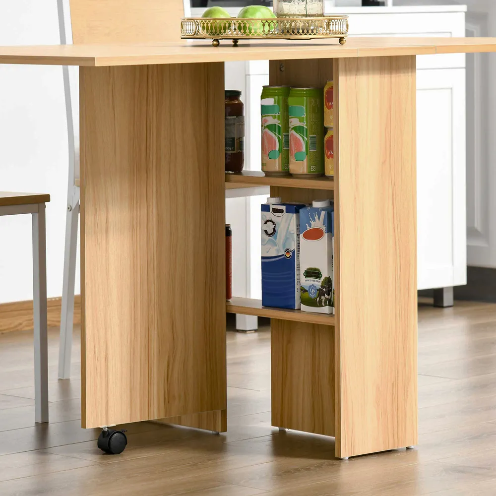 6-Seater Foldable Dining Table with Storage - Yellow