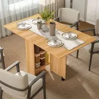 6-Seater Foldable Dining Table with Storage - Yellow