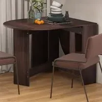 6 Seater Oval Dining Table with Drop Leaves - Brown