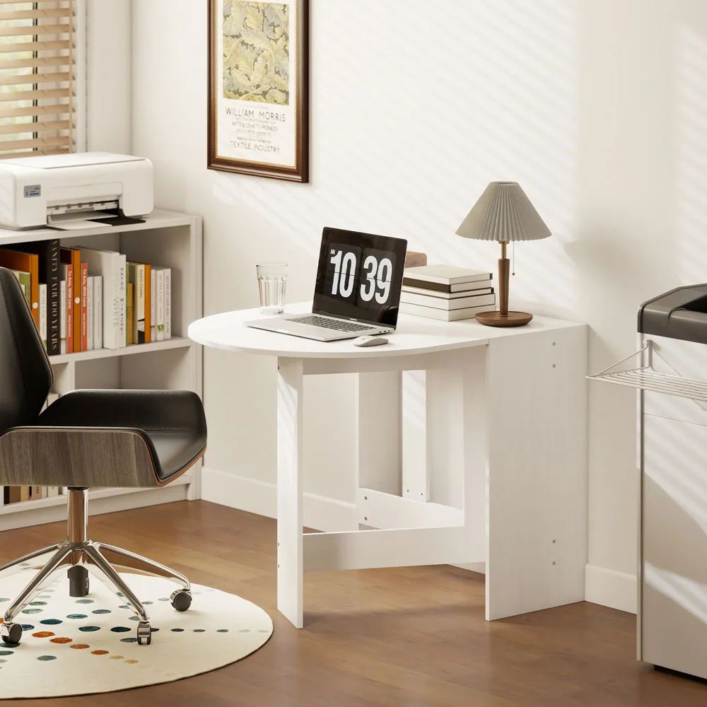 6 Seater Oval Dining Table with Drop Leaves - White