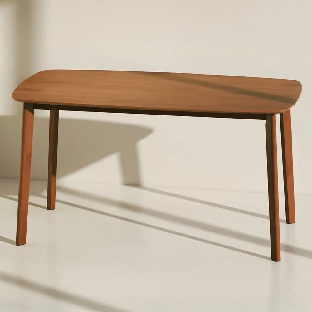 6 Seater Rectangular Dining Table - Light Brown, Solid Wood image