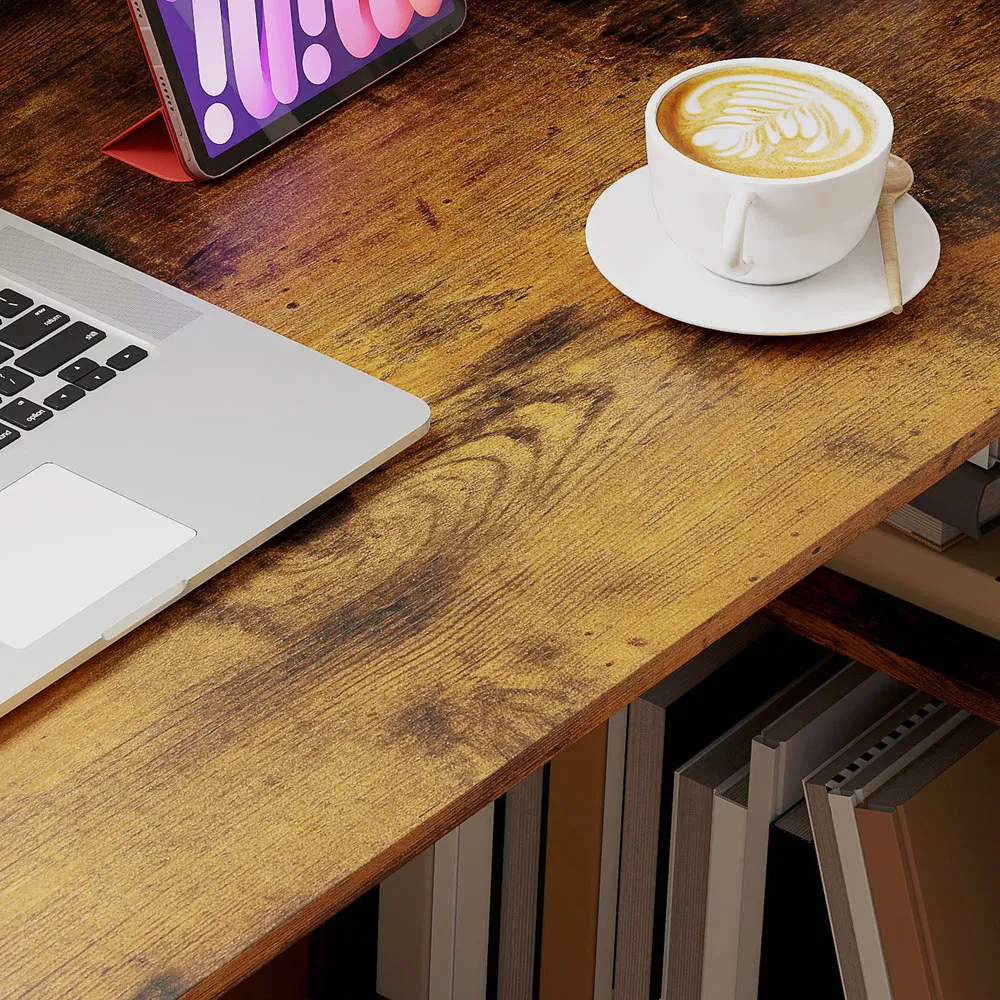 6 Shelf Computer Desk - Brown