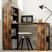 6 Shelf Computer Desk - Brown