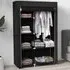 6 Shelf Foldable Wardrobe with Hanging Rail - Black, Fabric