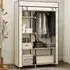 6 Shelf Foldable Wardrobe with Hanging Rail - Cream, Fabric