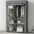 6 Shelf Foldable Wardrobe with Hanging Rail - Grey, Fabric