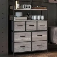 7 Drawer 2 Shelf Chest of Drawers - Grey, Wood Effect