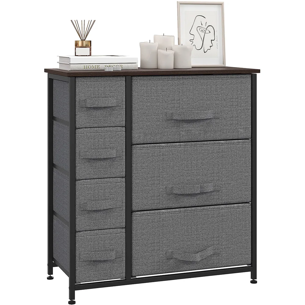 7 Drawer Chest of Drawers with Adjustable Feet - Grey