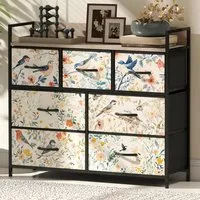 7 Drawer Chest of Drawers with Shelf - White, Fabric