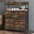 7 Drawer Chest of Drawers with Shelves - Brown, Wood Effect