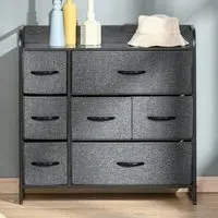 7 Drawer Fabric Dresser with Foldable Storage - Grey