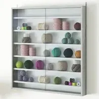7-Tier Wall Display Cabinet with Glass Doors - Grey