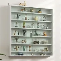 7-Tier Wall Display Cabinet with Glass Doors - White