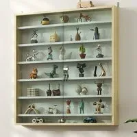 7-Tier Wall Display Cabinet with Glass Doors - White