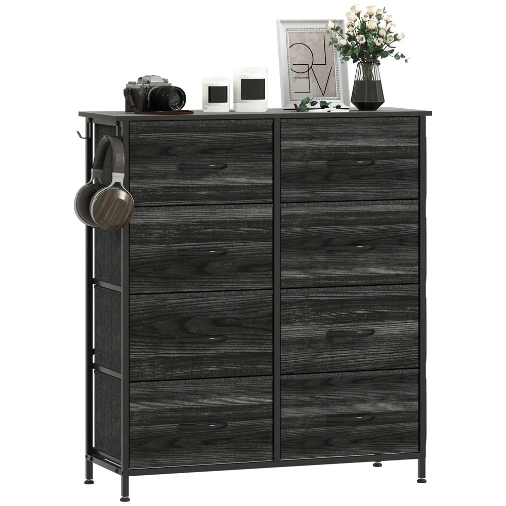 8 Drawer Chest of Drawers with Pockets - Black, Fabric
