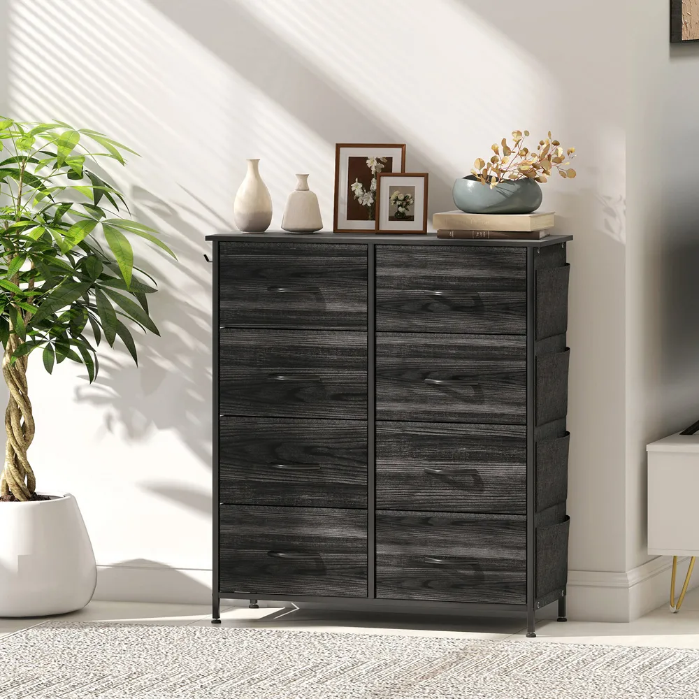 8 Drawer Chest of Drawers with Pockets - Black, Fabric