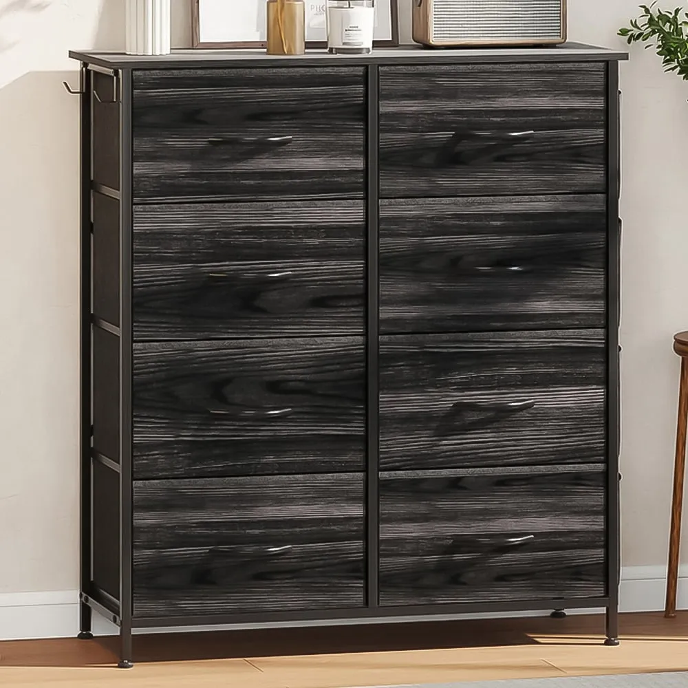8 Drawer Chest of Drawers with Pockets - Black, Fabric