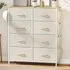 8-Drawer Chest of Drawers with Side Pockets - Beige, Fabric