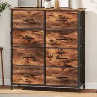 8 Drawer Chest of Drawers with Side Pockets - Brown, Fabric