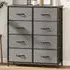 8 Drawer Chest of Drawers with Side Pockets - Grey, Fabric
