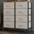 8 Drawer Chest of Drawers with Wooden Top - Cream, Fabric