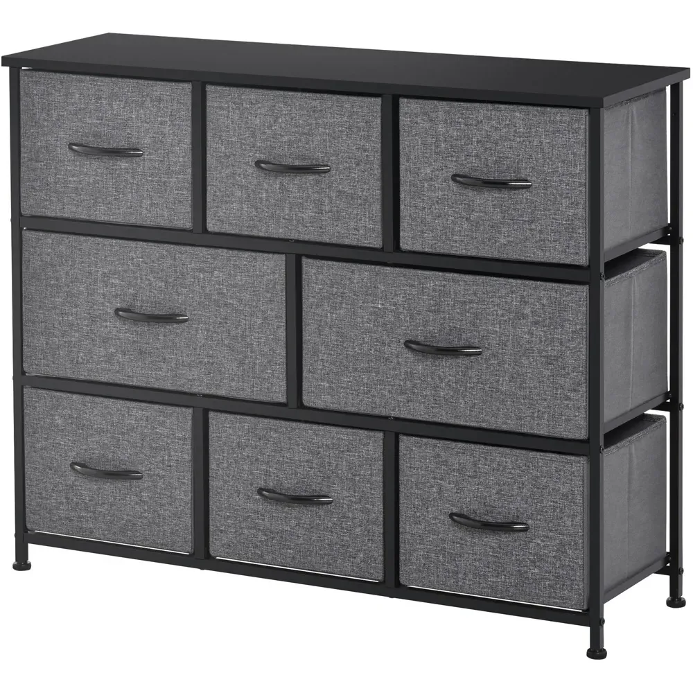 8 Drawer Fabric Chest of Drawers - Grey