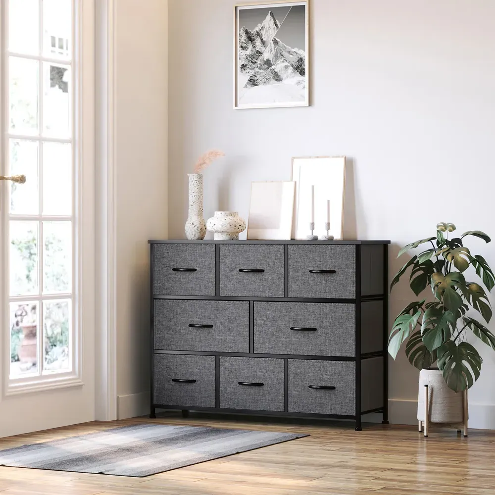 8 Drawer Fabric Chest of Drawers - Grey