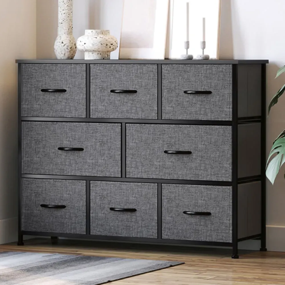 8 Drawer Fabric Chest of Drawers - Grey