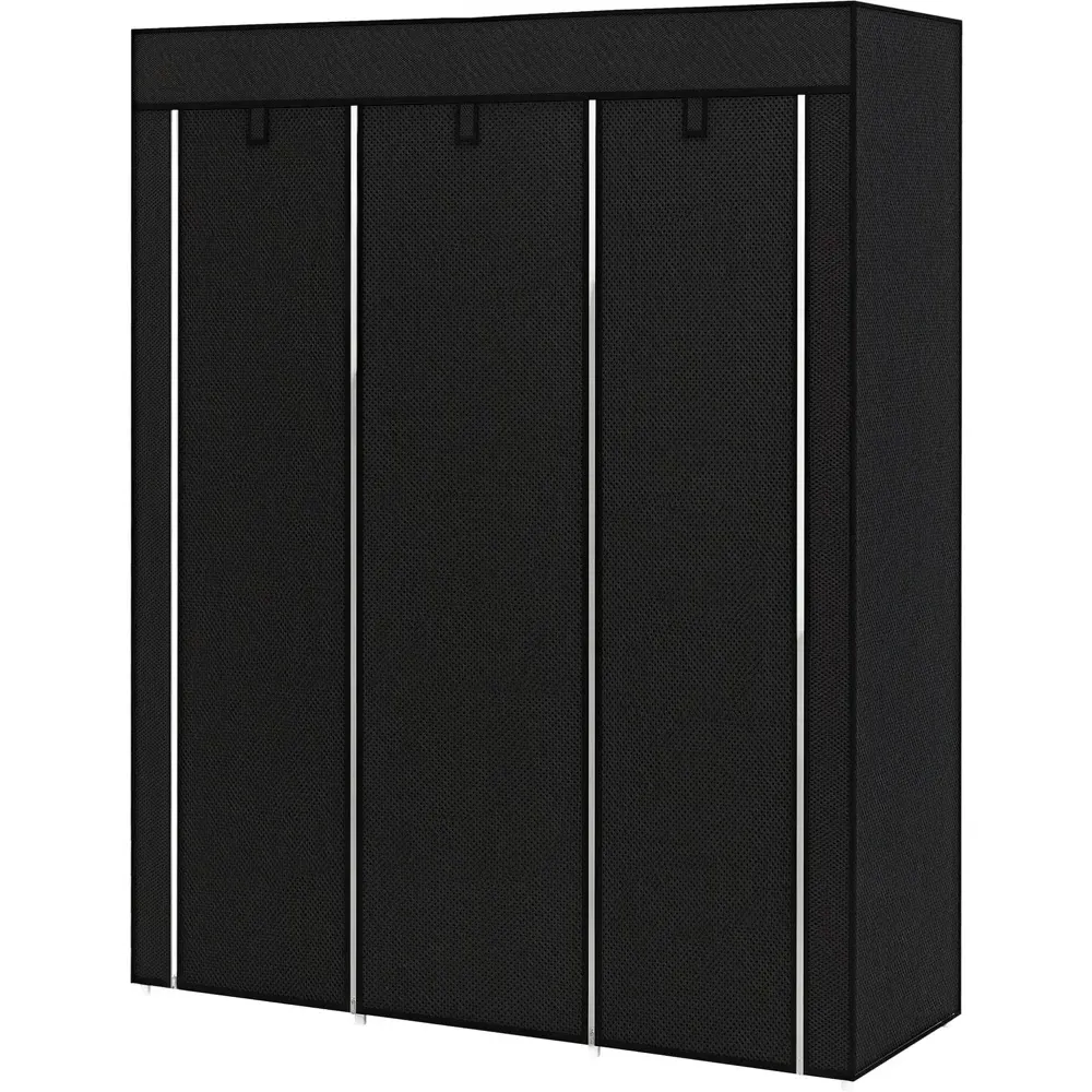 8 Shelf Portable Fabric Wardrobe - Black