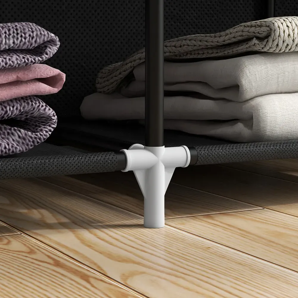 8 Shelf Portable Fabric Wardrobe - Black