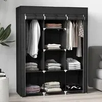 8 Shelf Portable Fabric Wardrobe - Black