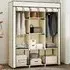 8 Shelf Portable Wardrobe with Hanging Rails - Cream, Fabric