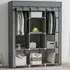 8 Shelf Portable Wardrobe with Hanging Rails - Grey, Fabric