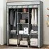 8 Shelf Portable Wardrobe with Hanging Rails - Grey, Fabric