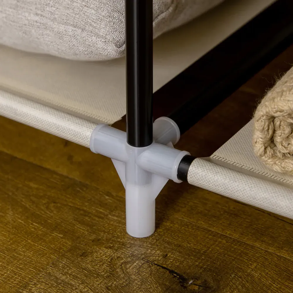 8 Shelf Portable Wardrobe with Hanging Rails - Silver, Fabric