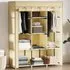 8 Shelf Portable Wardrobe with Hanging Rails - Silver, Fabric