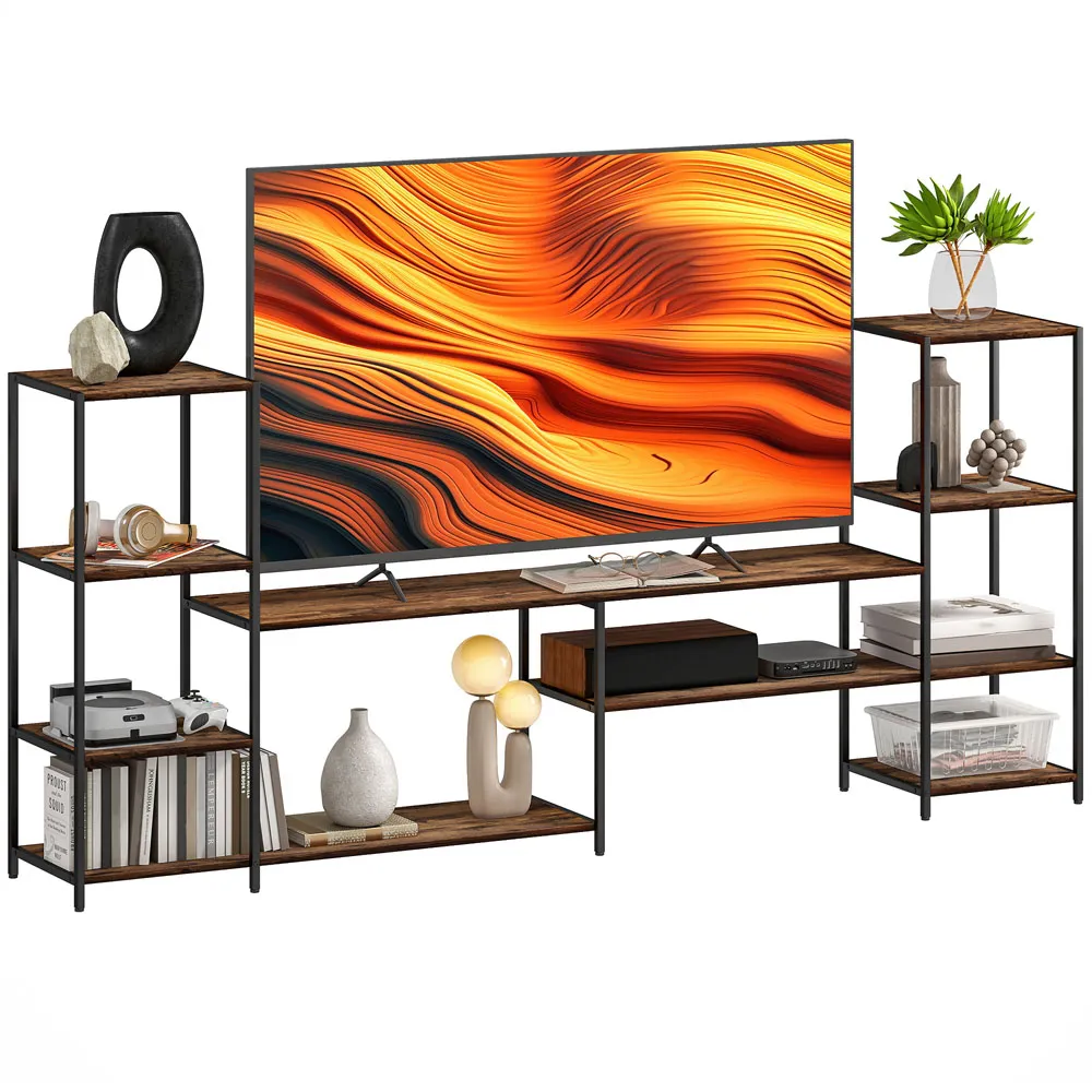 8 Shelf TV Unit - Brown
