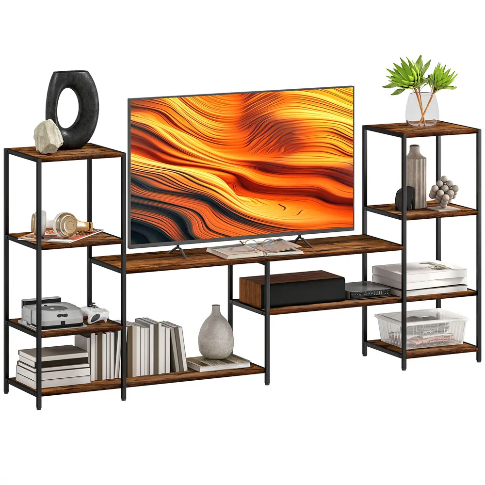 8 Shelf TV Unit - Brown