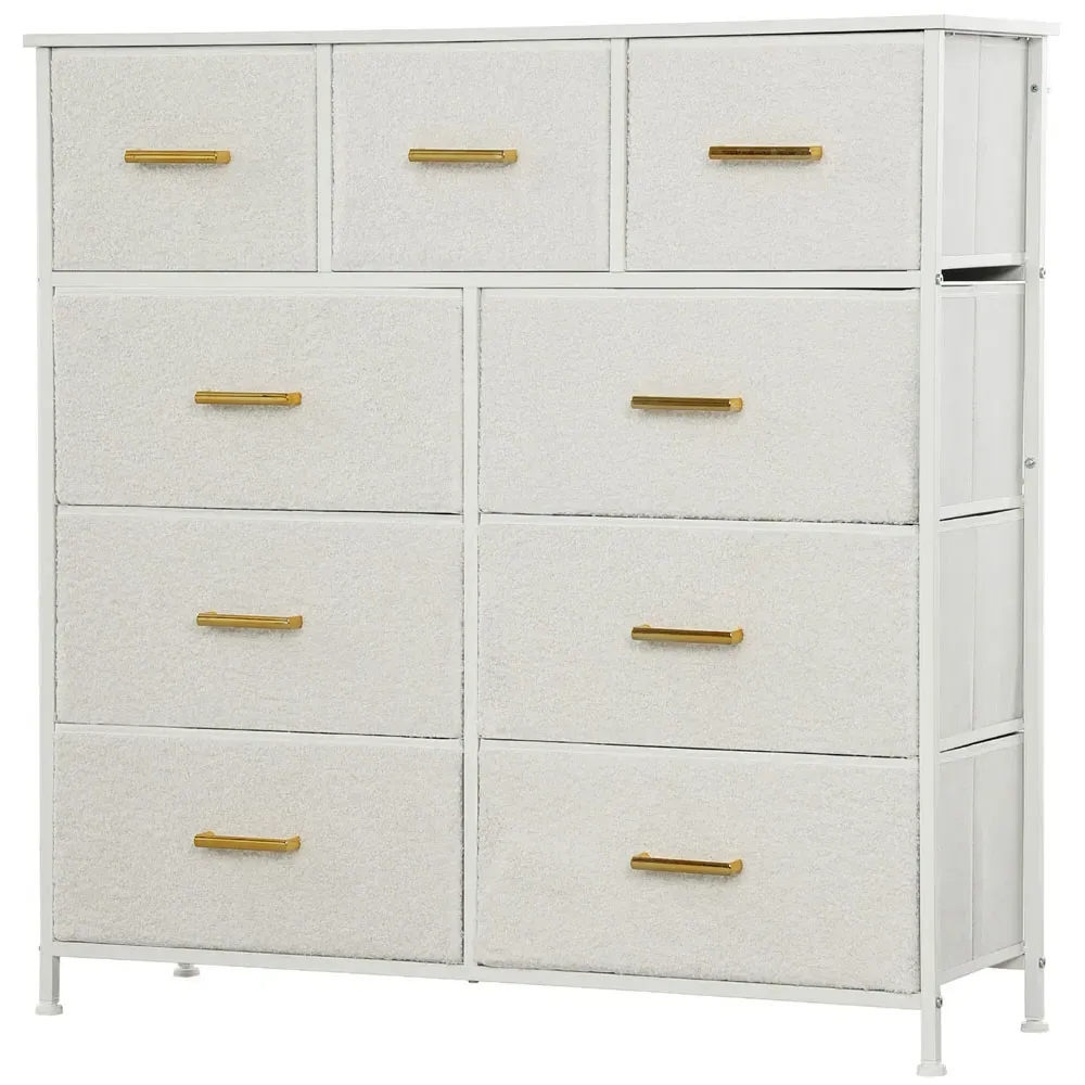 9 Drawer Chest of Drawers - Cream, Boucle