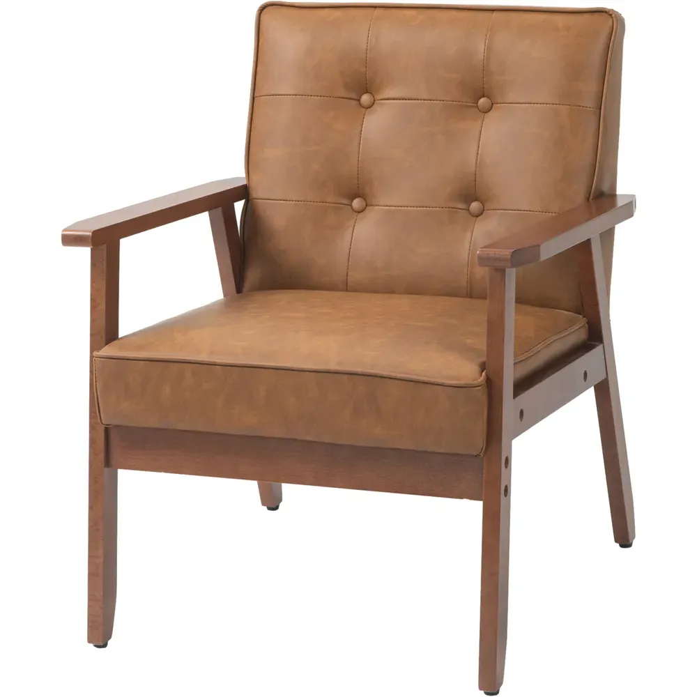 Accent Armchair - Brown, PU Leather